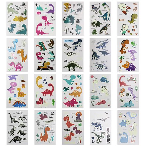 Luminous Dinosaur Temporary Tattoos for Kids,160 Styles (20 Sheets) Glow Dinosaur Decorations for Birthday Party Supplies Favors for Boys and Girls, Dinosaur Tattoos Stickers (Dinosaur)