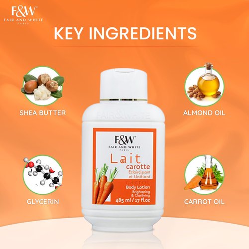 FAIR & WHITE Original Carrot Moisturizing Body Lotion - 485ml / 17.0 fl oz - Brightening & Clarifying Body Lotion