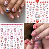 10 Sheets Valentines Nail Art Stickers Cute Nail Stickers 3D Self-Adhesive Cute Heart Nail Art Design Kawaii Nails Supplies Cartoon Nail Decals for Women Girls DIY Manicure Chrams