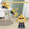 CORPER TOYS 4-Pack Construction Truck Toys Set with Dump Truck Digger Excavator Cement Mixer Truck Friction Powered Car Robot Transform Construction Vehicle for Kids Gift Set