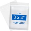 3''x 4'', (Pack of 100) Small Plastic Bags,2 MIL Thick Poly Zipper Lock Bags Clear for Photo, Jewelry, Bakery, Treats, Travel, Storage, Packaging & Shipping.PP Resealable