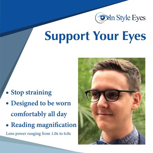 In Style Eyes Flexible Readers Reading Glasses - Full-Rimmed, Classic Round Lightweight Frame - Non-Polarized Lens - Shiny Clear - 1.25x