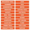 Toolbox Magnetic Labels – Burnt Orange | 0.75”H x 4.5”W Size | 22-Piece Basic Set by DCM Solutions | Tool Drawer Organizer | Bold, Easy-to-Read | Strong Hold Magnets | Made in USA | Garage & Shop Use