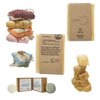 LABUES Natural Handmade Gift Set - Travel Size Shampoo Bar and Conditioner-10-15 hair washes, Hand Made Clove Soap, Natural Loofa and Turkish Face Towel-Has a firming and lifting effect on skin.