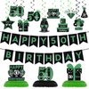 50th Birthday Party Decorations, Green and Black Happy 50th Birthday Decorations Hanging Swirls Banner Honeycomb Centerpieces for Men Women Happy 50 Years Old Bday Party