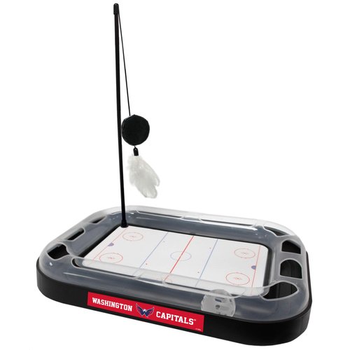 Pets FIrst Cat Scratching Toy NHL Washington Capitals Hockey Field Cat Scratcher Tiy with Interactive Cat Ball Bell in Tracks. 5-in-1 CAT Toy
