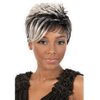 Divine Hair Short Mix Gray Hair Wigs For Women Short Pixie Cut Synthetic Wigs For Black Women Short Gray Pixie Wigs With Bangs Short Ombre Gray Pixie Cut Wigs For Women (COM059)