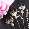 3Pcs Flower Hair Stick with Tassel, Vintage Elegant Hairpin Chinese Style Flower Hair Fork for Women Girl
