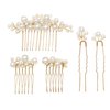 5 PCS Pearl Wedding Hair Combs Bride Pearl Hair Pins Clips Set,Vintage Pearls Set Hair Comb Pins for Brides Bridesmaids Flower Girls (Gold)