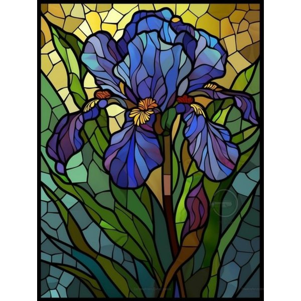 5D Diamond Art Painting Kits by Number for Adults Stained Glass Iris Flower Diamond Art Diamond Art Painting Full Round Drill Color Rhinestone Embroidery Craft Kits for Gifts 30x40cm