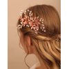 Jumwrit Wedding Flower Hair Comb Rhinestone Hair Comb with Leaves Bridal Hair Accessories Headpiece for Women Wedding（Silver）