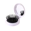 White Folding Hair Brush with Mirror, Round Portable Folding Pocket Hair Brush Mini Hair Massage Comb Travel Size for Men Women and Girls Hair Brushes