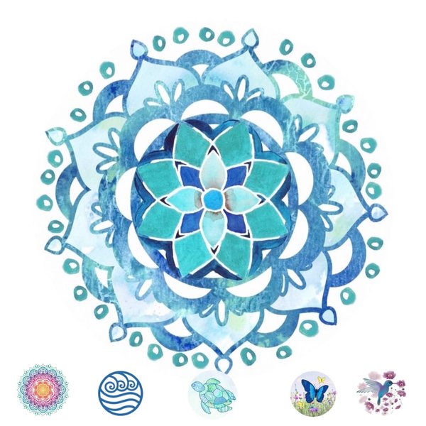 Screen Door Magnets – Twist, Click, and Lock - Keep People and Pets Safe – Magnetic Screen Door Magnet Saver – Screen Door Magnet Decoration - Robbins Aria (Blue Mandala)