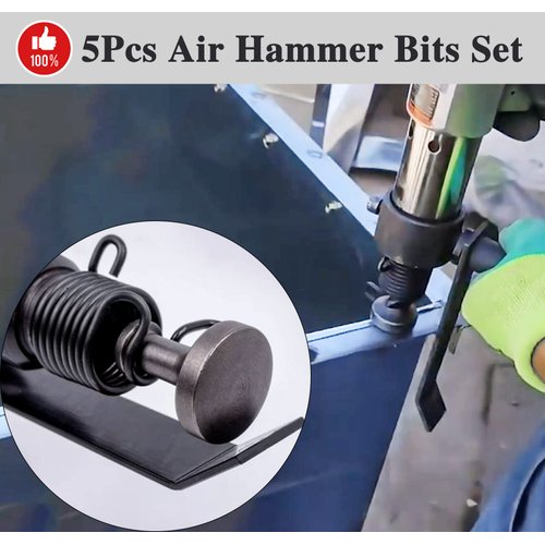 Smoothing Air Hammer Bits Set, 5Pcs Smoothing Air Hammer Tool Kit Air Hammer Accessories Extended Length Pneumatic Chisel Bits with Spring, by ZMCYNG