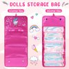 Bulyoou Doll Storage Organizer Display Case Compatible with All Dolls, Tote Carrying Case Organizer for Dolls, Clear View Hanging Case for Girls Christmas Birthday Gifts(Pink,Unicorn)