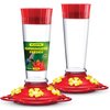 Hummingbird Feeder 10 oz [Set of 2] Plastic Hummingbird Feeders for Outdoors, with Built-in Ant Guard - Circular Perch with 5 Feeding Ports - Wide Mouth for Easy Filling/2 Part Base for Easy Cleaning