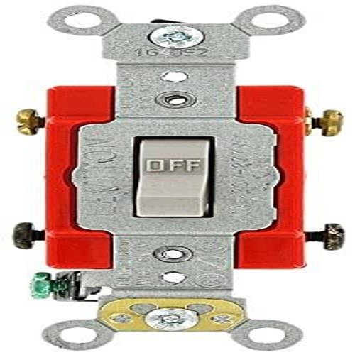 Leviton 20 Amp, 120/277 Volt, Toggle Double-Pole AC Quiet Switch, Extra Heavy Duty Grade, Self Grounding, Back and Side Wired, 1222-2GY, Gray