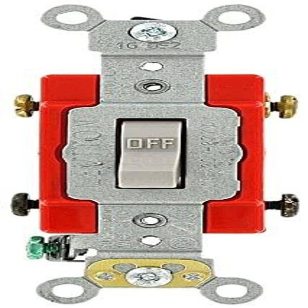 Leviton 20 Amp, 120/277 Volt, Toggle Double-Pole AC Quiet Switch, Extra Heavy Duty Grade, Self Grounding, Back and Side Wired, 1222-2GY, Gray