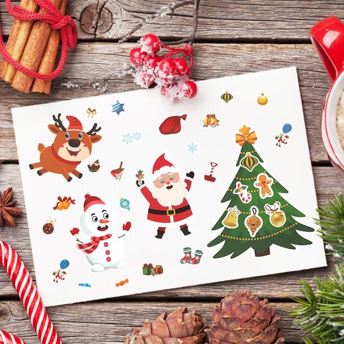 Christmas Stickers, Make Your Own Stickers, Make a Face Stickers Christmas Stickers for Crafts Mix and Match Sticker Sheets for Birthday Gift Christmas DIY Crafts Holiday Party Favors Supplies, 24 Pcs