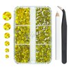 qiipii 2550pcs Golden Yellow Nail Art Flatback Rhinestones for Face Makeup Citrine Yellow Nail Gems Gemstones K9 Glass SS4~SS20 6 Sizes Bling Diamonds Stones w Tweezer & Pick Pen for Nails DIY Crafts