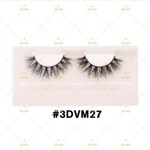 Generic SJ LASHES 3D Mink Lashes Cruelty Free Black Vegan Mink Fur Pair (3DVM27)