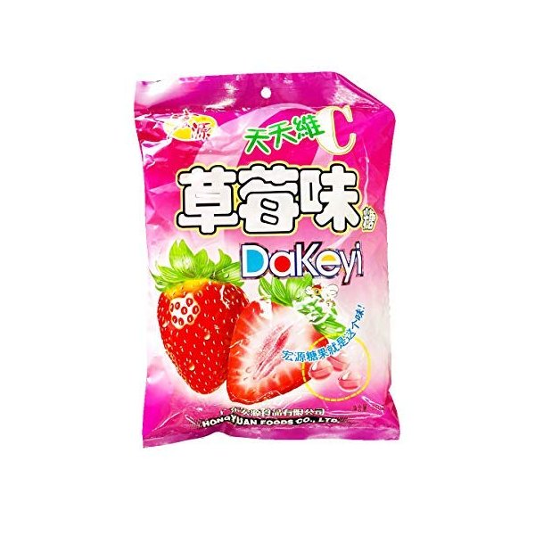 Hongyuan Dakeyi Strawberry Flavoured Hard Candy (350g), 1 Pack