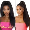 Drawstring Ponytail for Black Women Natural Hair 22Inch Kinky Straight Ponytail Wrap Drawstring Human Hair Extensions 1B Clip in Afro Yaki Hair Pieces 115g/set (22", Kinky Straight)