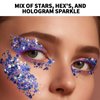 Teenitor Face Glitter Body Glitter Makeup Glitter Gel Hair Glitter, 12 Colors Body and Face Glitter Gel, Star Glitter for Face, Body, Hair, 10g/Color