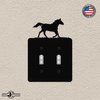 Running Horse Double Toggle Light Switch Wall Plate (Double Toggle, Black) - MADE IN USA