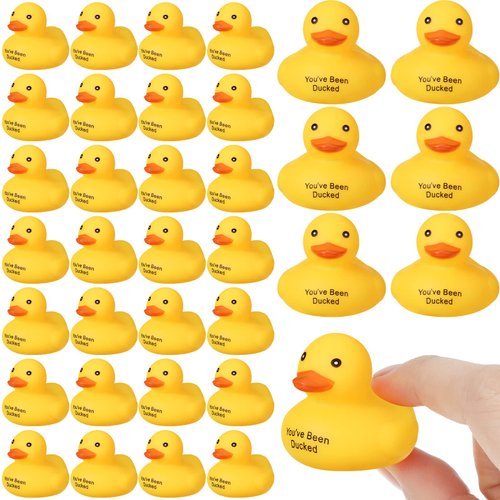 Leitee Ducks for Ducking You've Been Ducked Rubber Ducks Mini Ducks Bulk Yellow Duck Rubber Duckies Yellow Ducky for Bath Toys Birthday Game Pool Party Favors(72 Pcs, Text)
