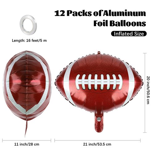 durony 12 Pieces 18 inches Football Balloons Football Themed Party Decorations Foil Mylar Rugby Ball Balloons for Birthday Sports Graduation Party