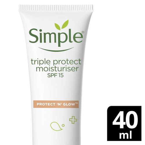 Simple Protect 'N' Glow SPF 30 For Glowing Skin Triple Protection Moisturiser Non-Chalky Vitamin C Face Cream 40 ml