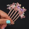 Chargances Boho Rhinestone Butterfly Hair Comb Bridal Wedding Purple Crystal Hair Side Combs with Long Teeth Sparkly Hair Accessories for Women and Girls (Purple)