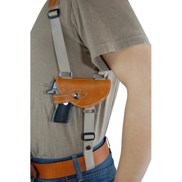 New Barsony Saddle Tan Leather Shoulder Holster for Colt .25, Pocket Vest Right