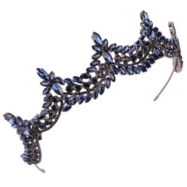Women's Tiara-Crown for Henna Wedding Party | Glitter Hair Accessories for Bridal Birthday Pageant Prom Halloween Costume Christmas Party, Princess Crowns | Shiny Crystal Stone1 - Navy Blue