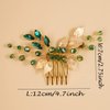 JWICOS Leaves Crystal Bride Wedding Hair Comb Hair Accessories with Beaded Bridal Hair Accessories for Brides and Bridesmaids (Gold Green)