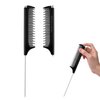 Jurrissa Rat Tail Combs for Parting,Protable Retractable Rat Tail Comb-Parting Combs for Hair Stylist-Stainless Steel Pin Tail Fine Tooth Teasing Comb Heat Resistant Anti Static(Black)