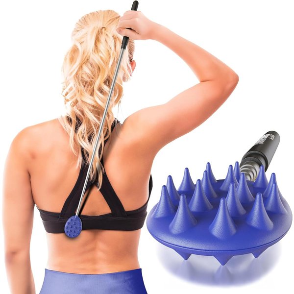 Cactus Scratcher Back Scratcher, Retractable Backscratchers for Men, Women & Kids, One-Hand Itch-Relief Scratchers with Long Handle, Extendable to 24.5 Inches, Original Stick, Blue