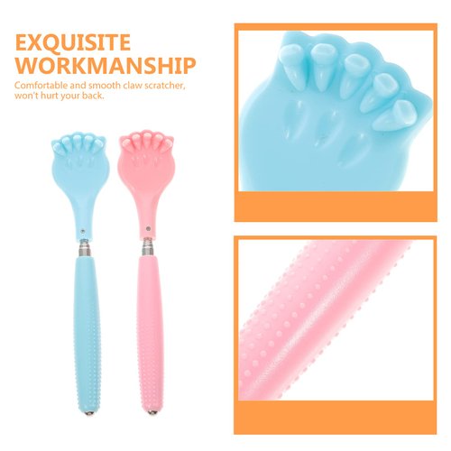 HEALLILY Back Scratcher Extending Metal Extendable Portable Backscratcher Backslap with Plastic Handles Body Massager for Child Elderly Women Men 2pcs (Blue, Pink)