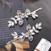 Isslly 2PCS Silver Rhinestones Hair Clips, Bridal Crystal Hair Pins, Gorgeous Rhinestone Hairpins Alloy Leaf Shape Barrettes for Women, Girls for Wedding, Parties (1 Pairs)