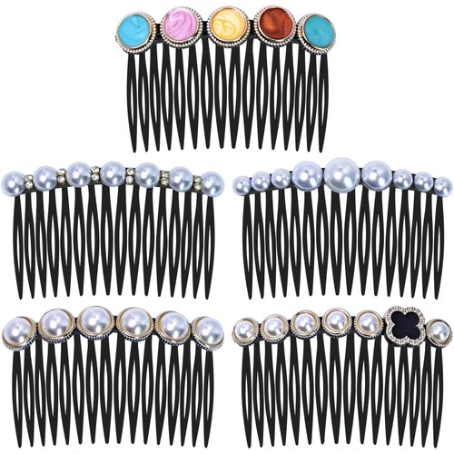 MARY LAVENDER Side Hair Comb for Girls Women Hold Bangs Hair Twist Comb French Twist Hair Pin Clips Hair Accessories Decorative Comb 5pcs