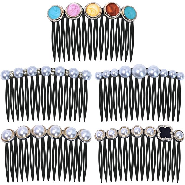 MARY LAVENDER Side Hair Comb for Girls Women Hold Bangs Hair Twist Comb French Twist Hair Pin Clips Hair Accessories Decorative Comb 5pcs