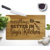 Andaz Press Laser Engraved Small Bamboo Wood Cutting Board, 9.5 x 6-inch, Everything is Better in Gigi's Kitchen, 1-Pack Grandma Mother's Day Mom's Birthday Grandma Cutting Board Grandma Gift Ideas