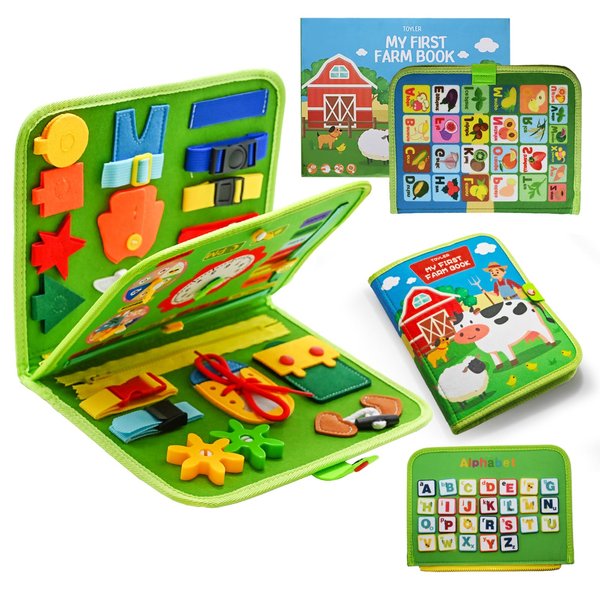 TOYLER Busy Board Toddler Travel Toys Sensory Toys for Toddlers 3 4, Montessori Learning Toys for Toddlers Activities Board, Educational Toys for 3 4 Year Old Boys Girls Gift (Farm)