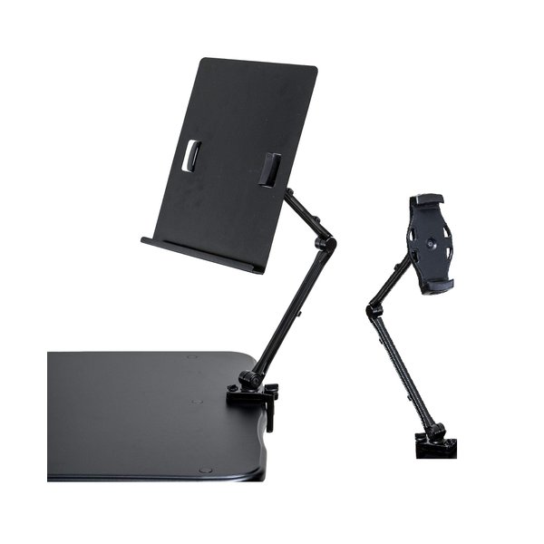 TrenDesks Document Copy Holder and Tablet/Cellphone Holder 2-in-1 (Black), Full Motion, Pull to Adjust Height, Angle and Direction
