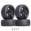 4PCS Width:1.02" (26mm) OD 2.56"(65mm) Rubber Tires & Wheel Rims 12mm Hex Hub for 1/10 Scale RC Vehicle On Road Touring Car