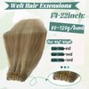 Weft Hair Extensions Human Hair,Golden Brown Colored Sew in Hair Extensions Brown Highlights Blonde Straight Weft Extensions Real Human Hair Platinum Blonde Sew in Hair Bundles 80Gram 14inch