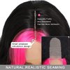 msloosily Hot Pink Skunk Stripe Wigs 22inch Highlight Synthetic Hair Lace Front Wigs for Black Women Middle Part Fake Scalp Long Wavy Wig Natural Looking Synthetic Body Wave Wigs