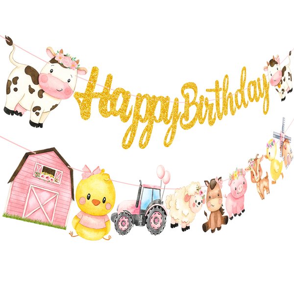 Farm Animals Birthday Party Banner Farmhouse Party Banners Farm Animals Cutout Banners Farm Birthday Party Decorations for Barnyard Theme Baby Shower Supplies