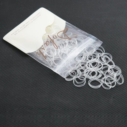 Dofash 2 * 50MM No Damage Small Elastic Hair Ties Rubber Bands for Hair Elastic Hair Bands Hair Rubber Bands Hair Elastics for Women's Hair - 200pcs(Clear)